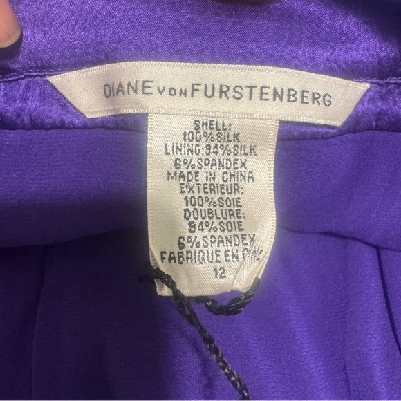 New Diane Von Furstenberg Purple Silk Mini Strapless Dress Size 12 - Picture 7 of 14